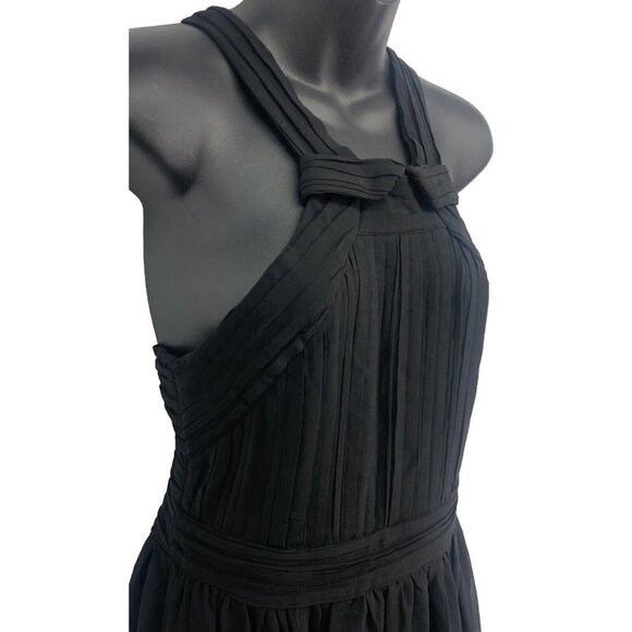 Ark and Co Women Dress Black Size Medium Sleeveless Halter Pleated Chiffon Shift - Picture 3 of 7